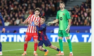 西甲-拉菲尼亚破门奥尔莫建功 莱万丢点巴萨3-1逆转马竞