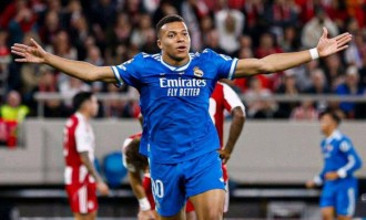 姆巴佩欧冠大四喜助皇马客场惊险4-3战胜奥林匹亚科斯