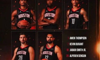 杜兰特领衔死亡五大！火箭揭幕战首发平均身高2米09